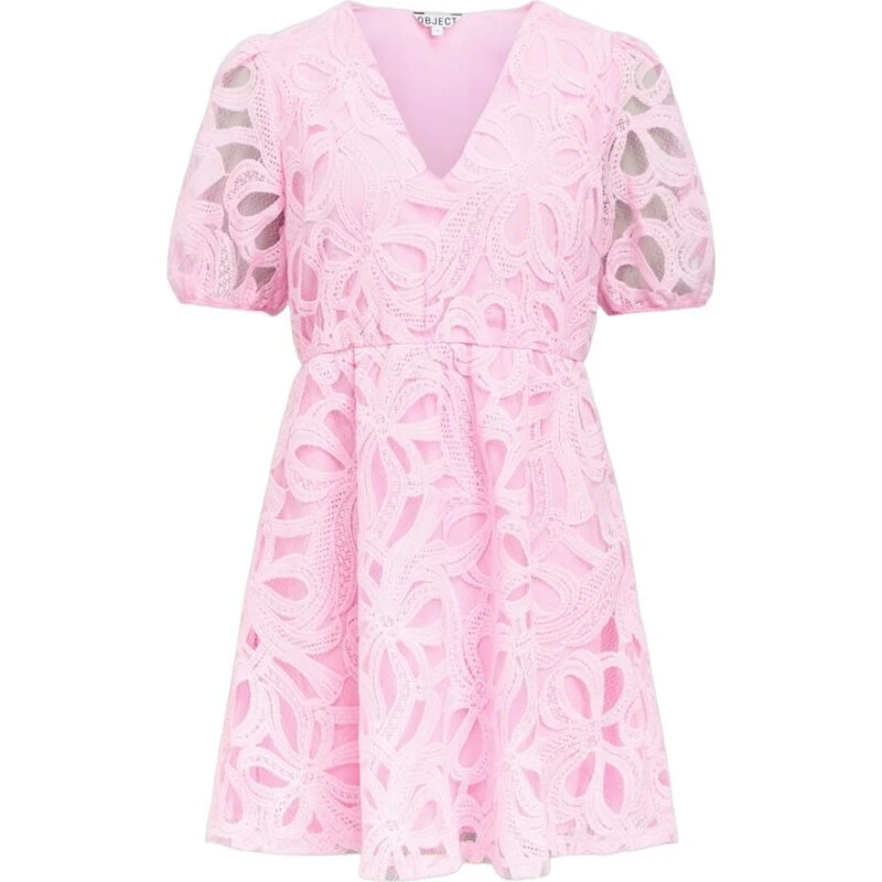 OBJECT OBJROSE V-hals minikjole med blomsterblonde