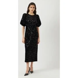Y.A.S YASSOFIE 2/4 Paillet Midi-kjole, sort