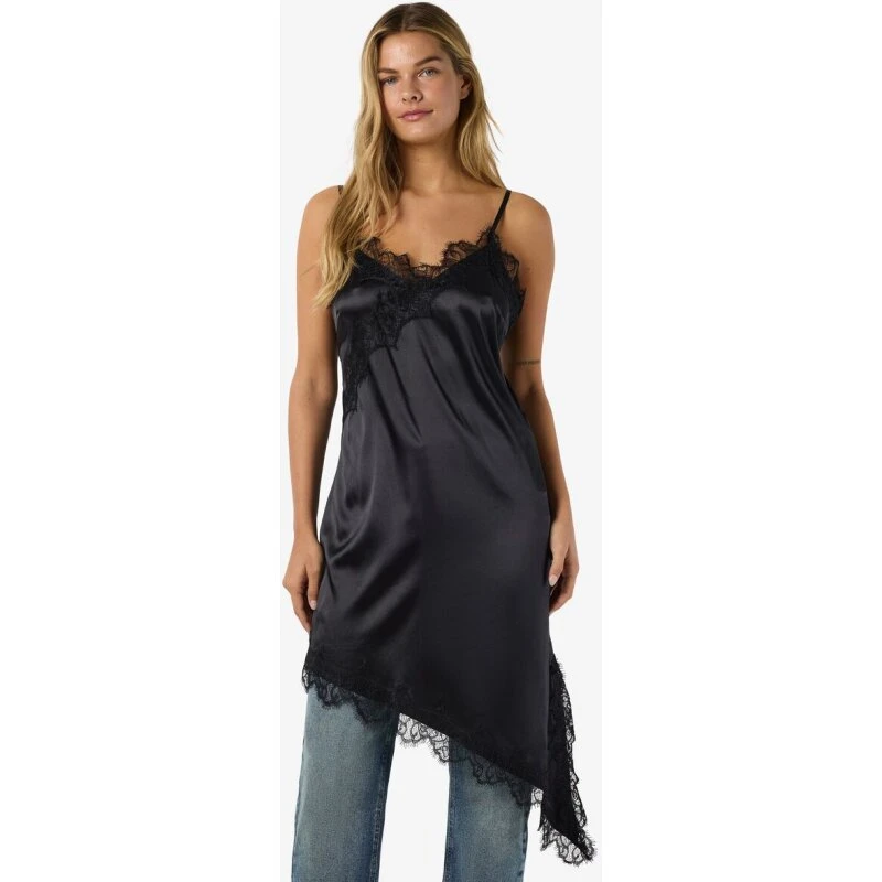 Noisy May Nmsofie Satinkjole med blondekant – Sort