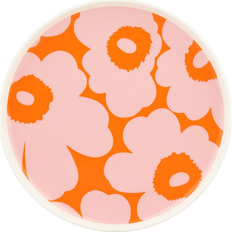 Marimekko Unikko asiet 20 cm, hvid/lyserød/orange