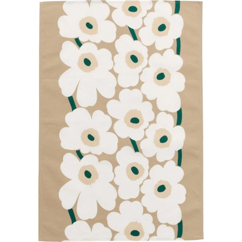 Marimekko Unikko køkkenhåndklæde 47x70 cm, sand/hvid/grøn