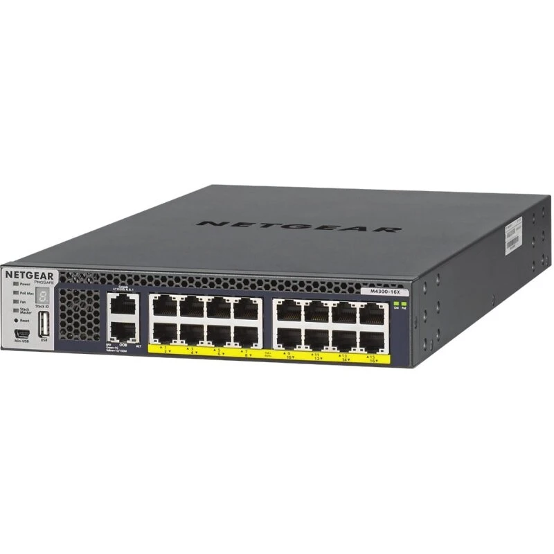 NETGEAR M4300-16X 16x10G L3 PoE-switch 1U, sort