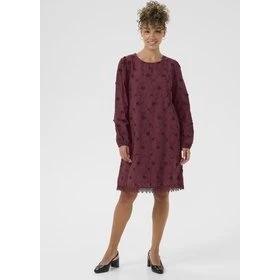 Cream Crolivia Dress - zinfandel, langærmet cocktailkjole