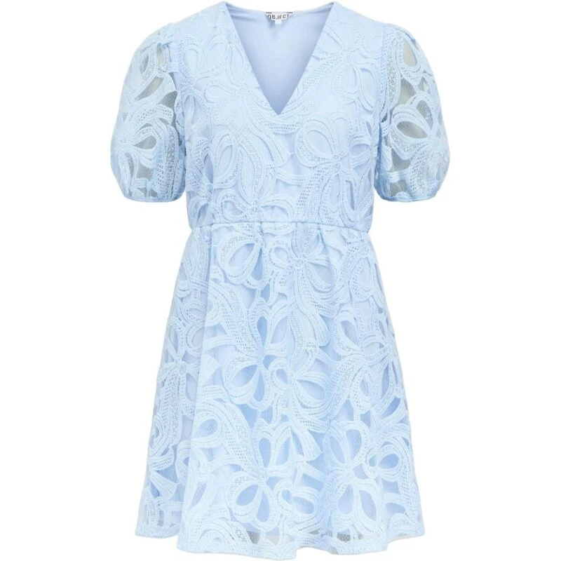 Object OBJROSE V-hals kort blomstret blondekjole