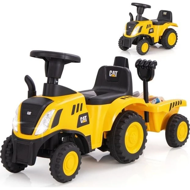Caterpillar Fod-til-Gulv Glidebil med Trailer, Gul/Sort
