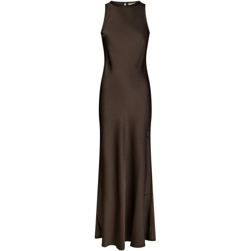 Neo Noir Celinie Heavy Sateen Dress - Dark Brown