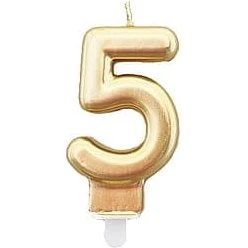 Lys nummer 5 Guld - 7,5 cm