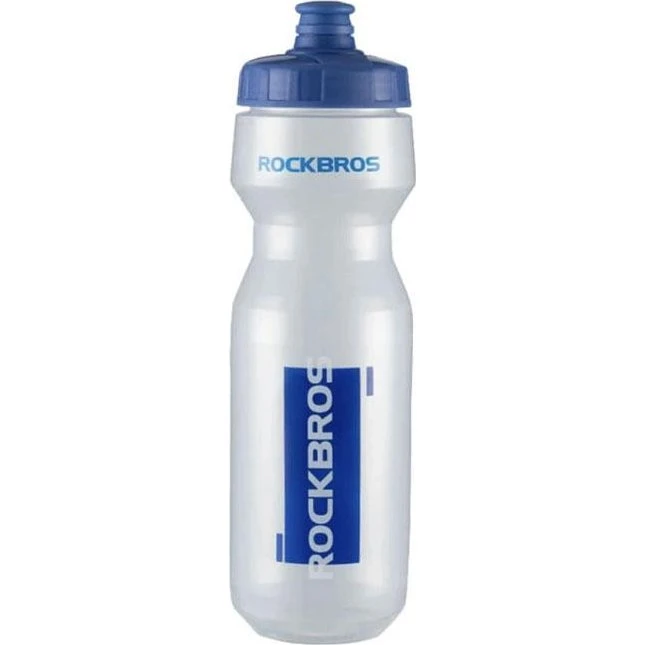 Rockbros Cykelflaske 750ml - Transparent Sort med Blå Mundstykke