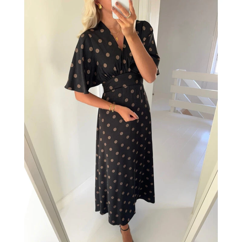 Sisters Point Gisela-DR22 maxikjole Black Dot