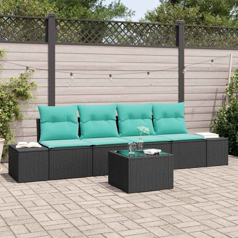 vidaXL Sofa Sæt 5 stk. Sort Polyrattan