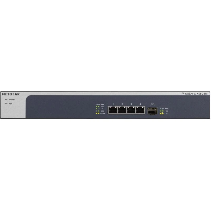 NETGEAR XS505M 10G unmanaged-switch, 4x10G RJ45 + 1xSFP+, grå/sølv