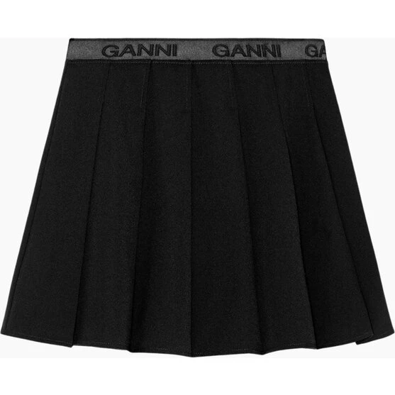 GANNI F9710 Light Twill Plissé Mininederdel - Sort