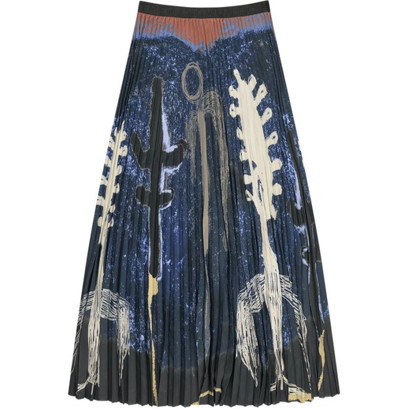 Munthe Taulla lang plisseret nederdel - Navy