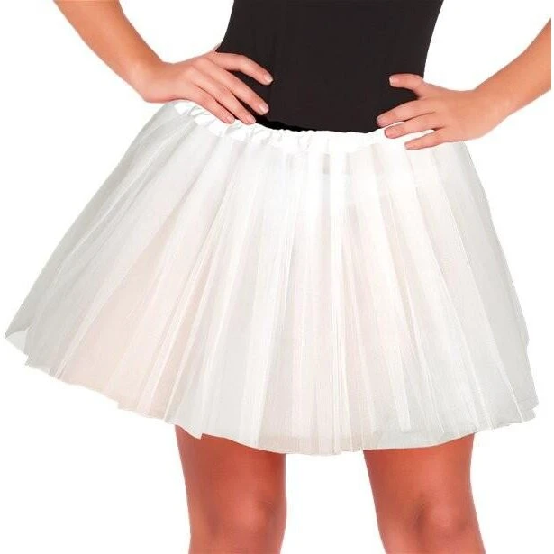 Hvid tylskørt (tutu) med elastik i livet - 40 cm