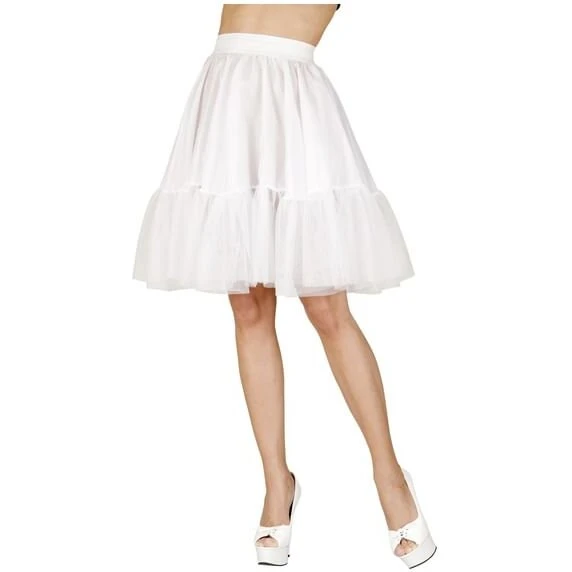 Ukendt mærke: Hvidt langt tylskørt (livvidde 54–80 cm)