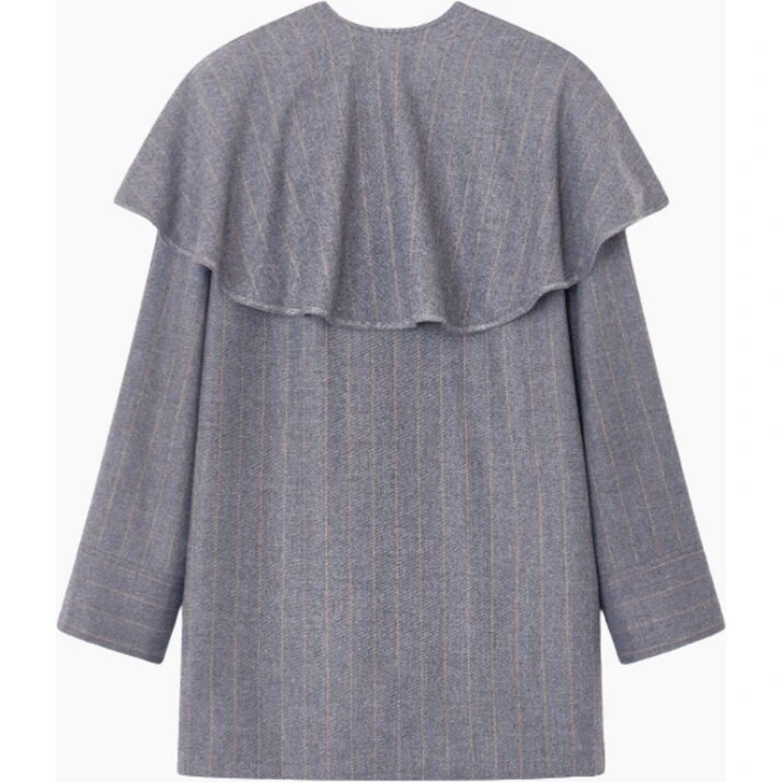 Ganni Wool Stripe Circle Collar Mini Dress - Pewter