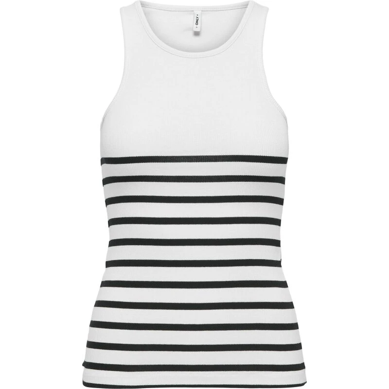 Only ONLKENYA Tanktop, ribstribet - hvid/sort