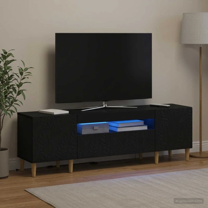 vidaXL LED TV-skab i sort konstrueret træ