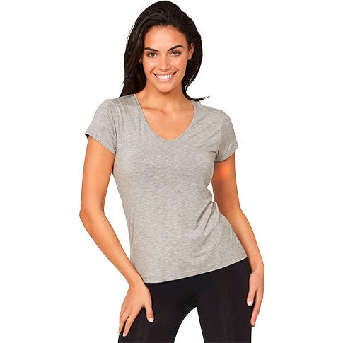 Boody T-shirt V-hals lysegrå, str. L