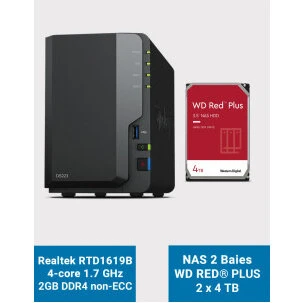 Synology DS223 NAS med WD Red Plus 8TB (2x4TB)