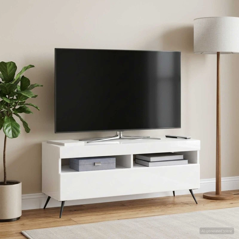 vidaXL LED TV-skab i hvid højglans