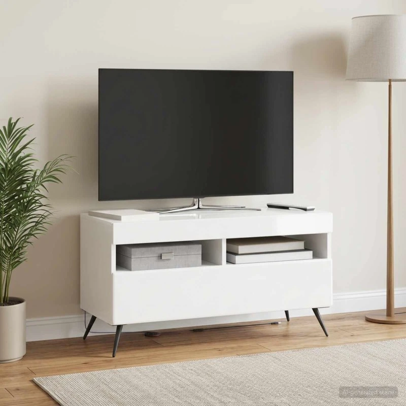 vidaXL LED TV-skab BREDA Hvid højglans