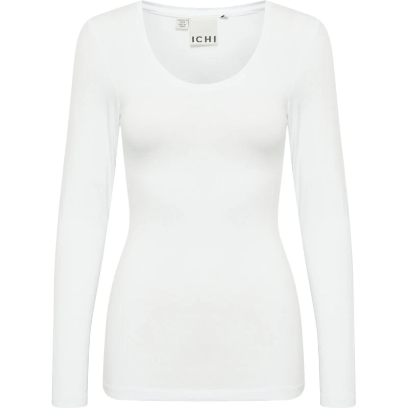ICHI IHZOLA langærmet T-shirt, hvid