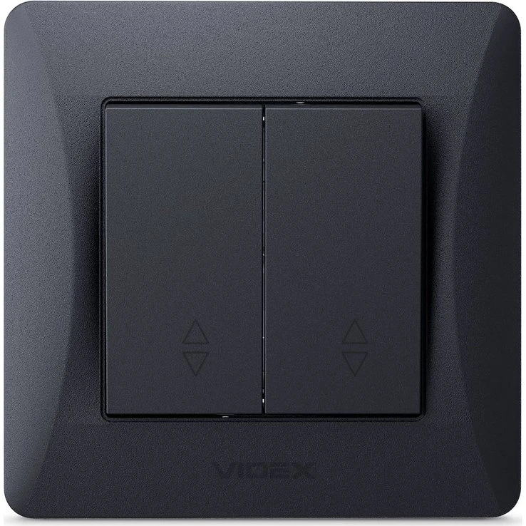 2-kanals afbryder - korrespondance, 86x86mm, sort