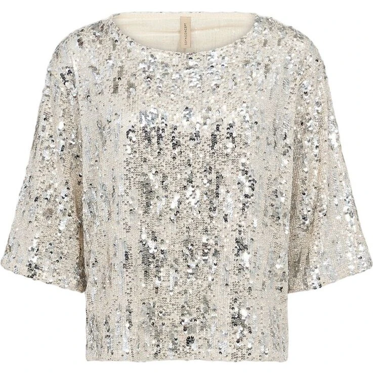 Soyaconcept ANGEL pailletbluse creme