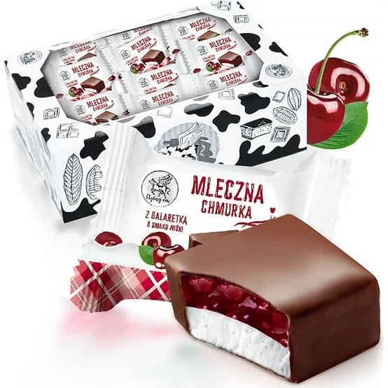 Flying Cow Mælkesky med kirsebærgelé og chokolade, 1 kg