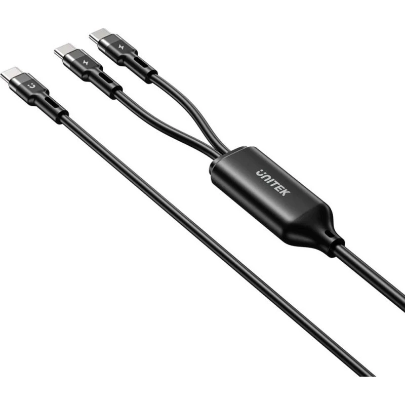Unitek USB-C 2-i-1 Kabel 100W PD Silikone 1,8 m