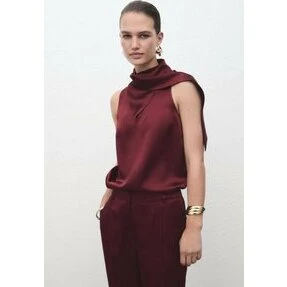Mango Satinbluse med foulard - russet