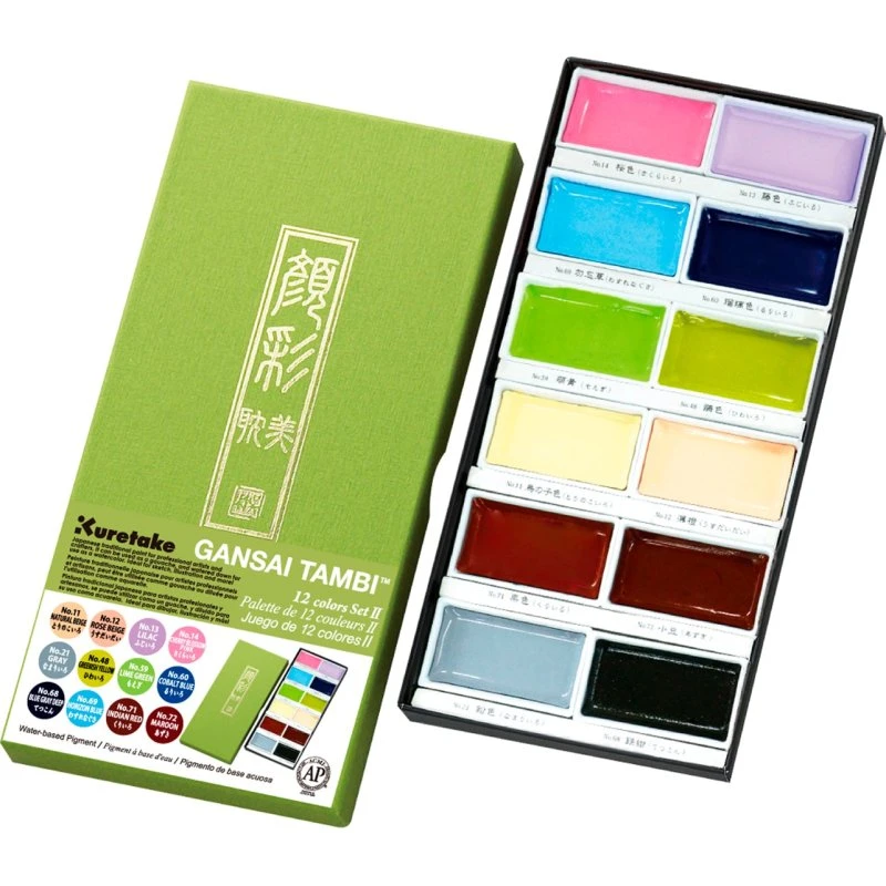 Zig Gansai Tambi Akvarel Sæt II - 12 farver m/ pastel
