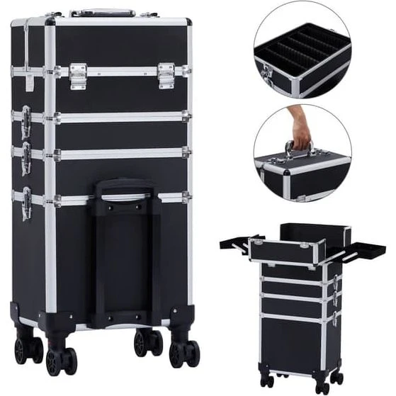 AREBOS Makeupkuffert XL - 66 liter med hjul