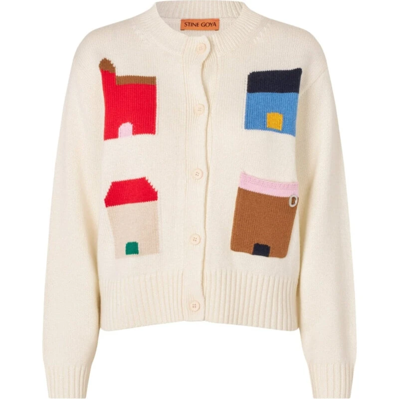 Stine Goya Cropped Pocket Cardigan Refugios vanilla