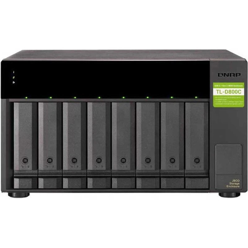 QNAP TL-D800C 8-bay USB 3.2 Gen2 Type-C HDD/SSD kabinet, Sort/Grå