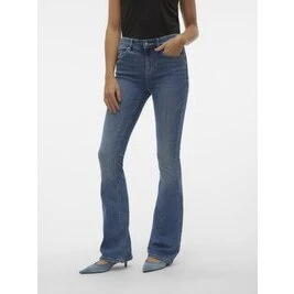 Vero Moda VMFLASH Mid Rise Flared Jeans - Stonewash
