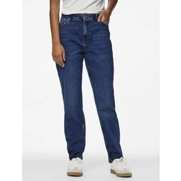 Pieces Kesia Mom højtaljede ankellange jeans – lyseblå