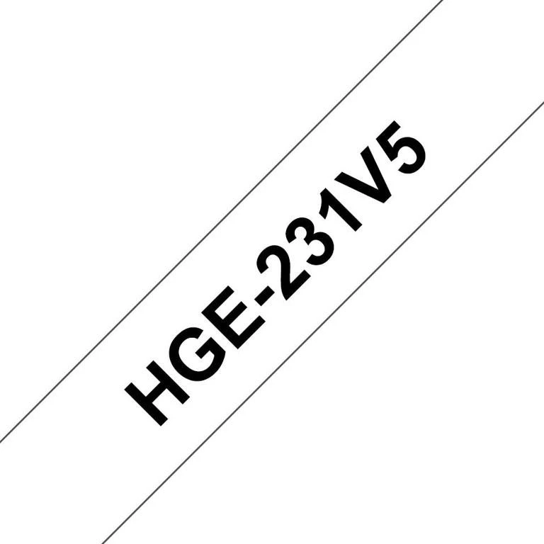 Brother HGE231V5 Tape 12mm Sort/Hvid (5 stk.)