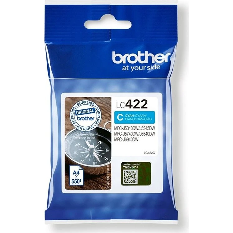 Brother LC422C Cyan Blækpatron - 550 sider