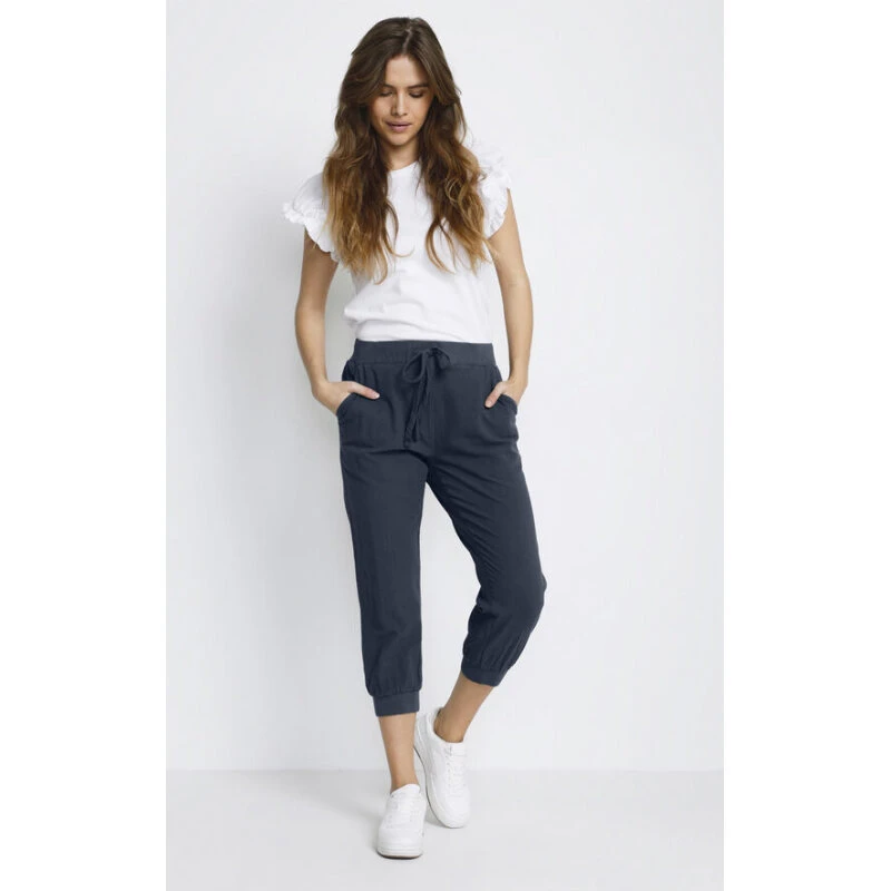 KAFFE Naya Capri - cropped bomuldsbukser med elastik