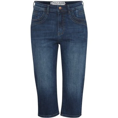 Pulz PZKATJA HW Capri denimbukser Dark Blue Denim