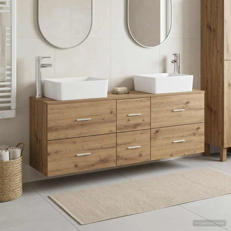 vidaXL Badeværelsesskabsæt 3 stk. Artisan-eg 53 x 34,5 x 63 cm