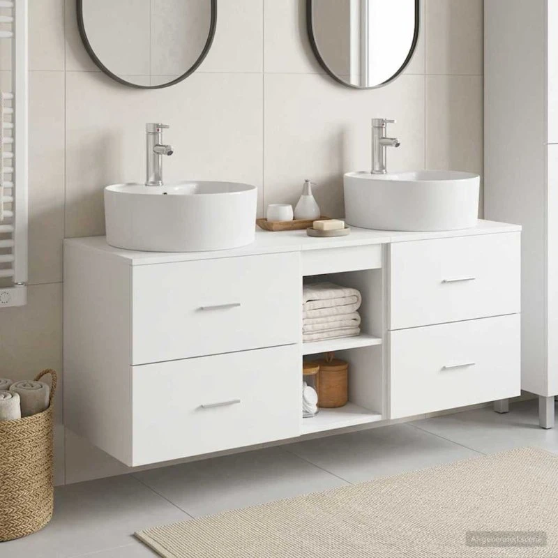 vidaXL Badeværelsesskabsæt 3 stk. Hvid 129 x 44,5 x 82 cm