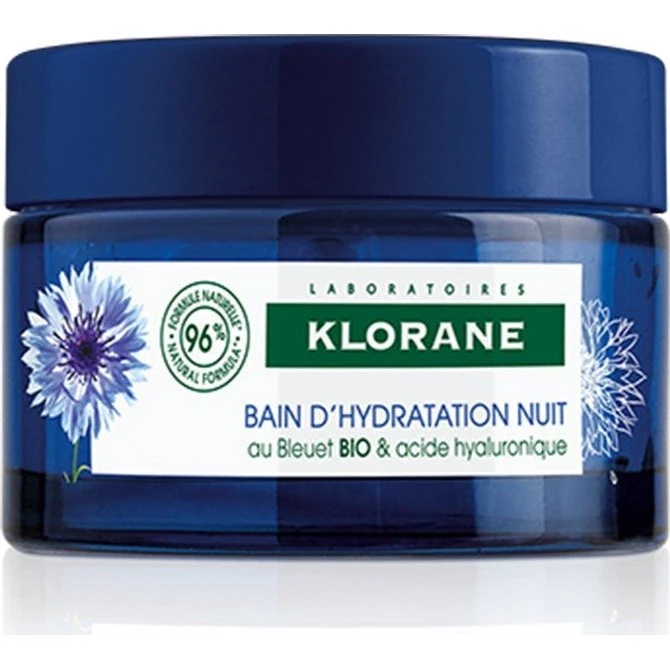 Klorane Bleuet Fugtgivende Natcreme med Kornblomst og Hyaluronsyre 50 ml