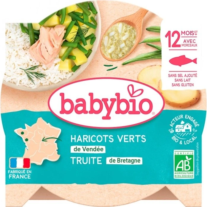 Babybio Mezzogiorno Grønne bønner & Ørred 230 g