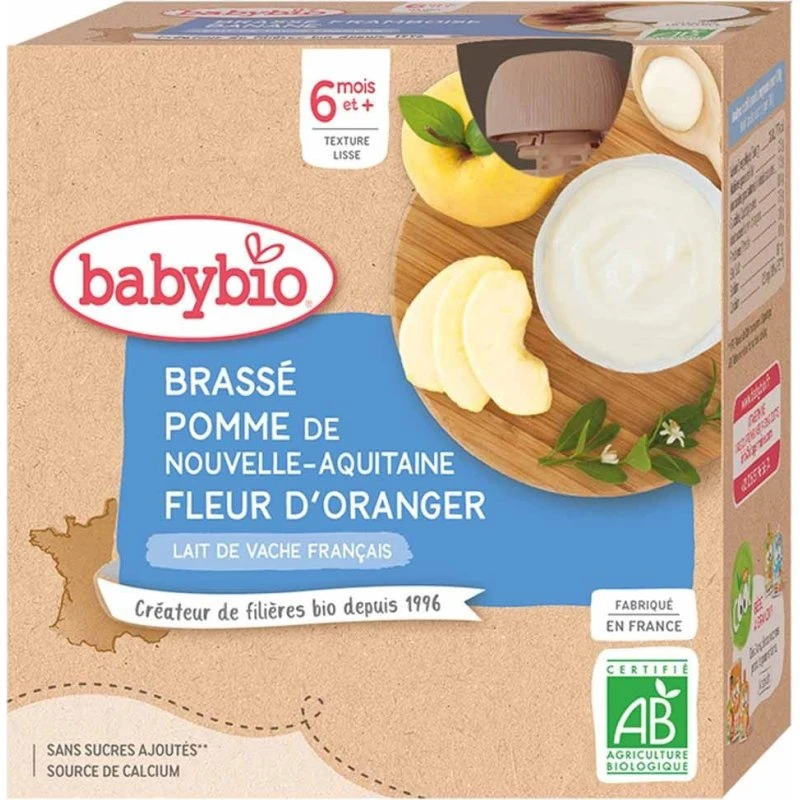 Babybio Økologisk Babymad: Æbler og Appelsinblomst 6 mdr. 4x85g