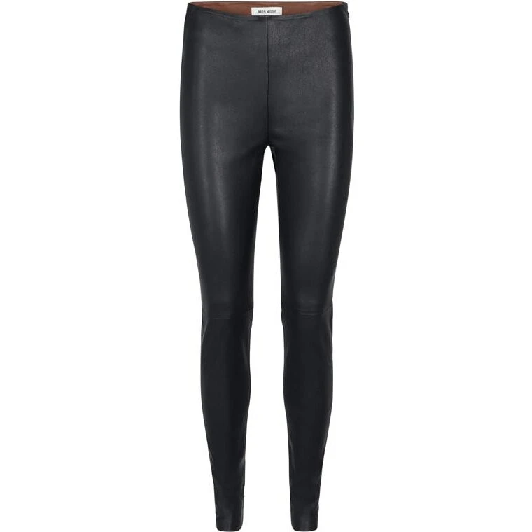 Mos Mosh Lucille Stretch Leather Leggings, Sort