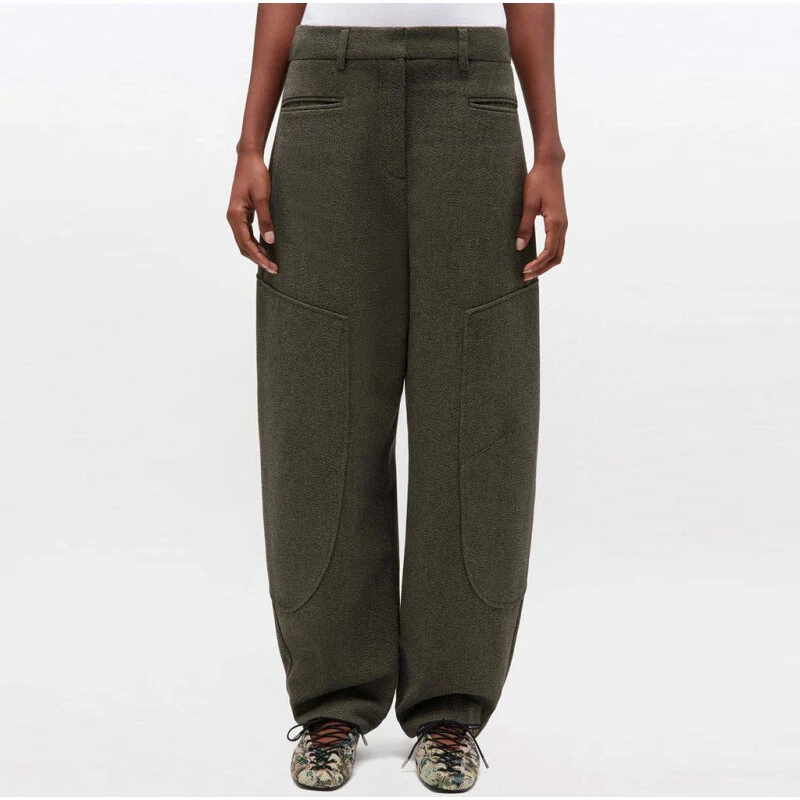 GANNI W0758 Mouline Curved bukser – Forest Night