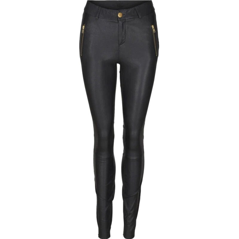Notyz 10910 Skindleggings med saddleback – Sort/guld